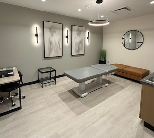 Examination room at Sono Bello lipo center in Houston