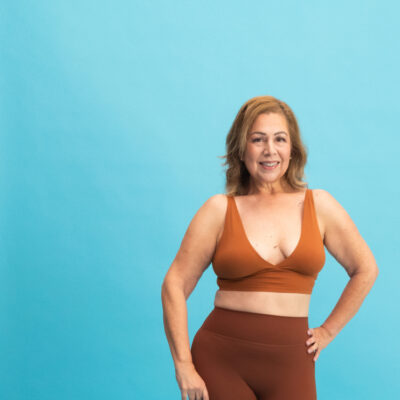 Sono Bello model on a blue background