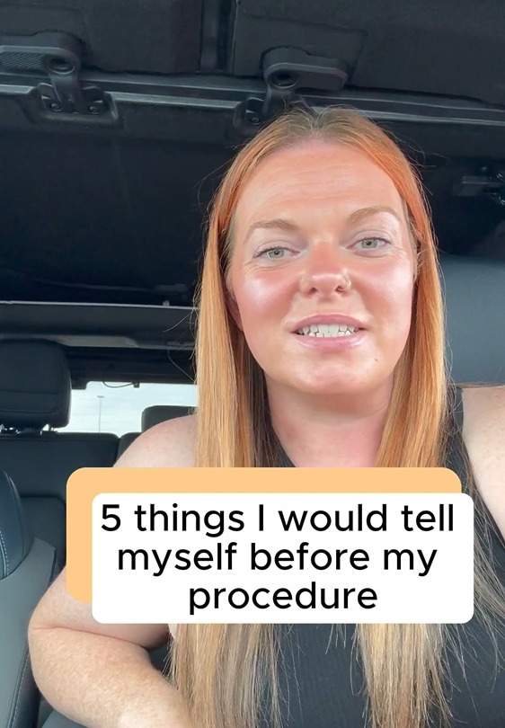 Person sitting in a car sharing advice about five things they would tell themselves before a procedure.